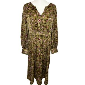 Current Air Olive Floral Long Sleeve Dress